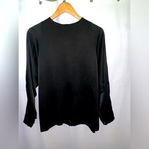 100% Silk Vintage Old money Linda Allrad Ellen Tracy Black Blouse Dolman sleeve